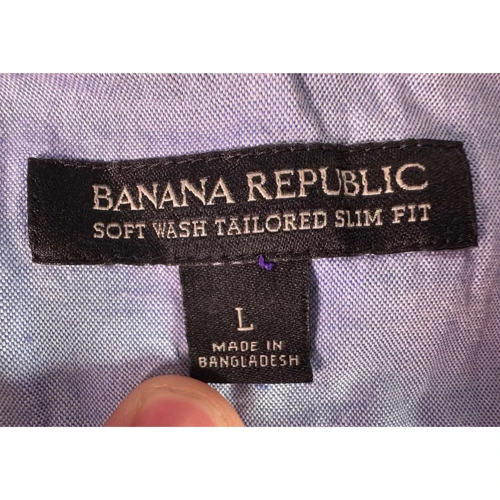 Banana Republic Purple Gingham Soft Wash Tailored Slim Fit Button Down Men Large